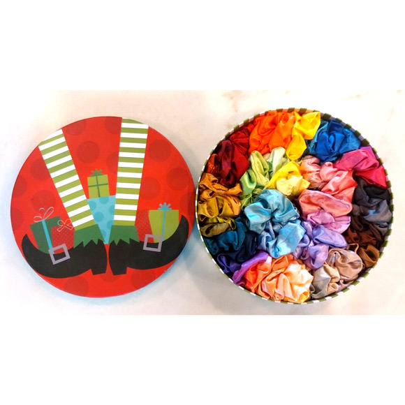 Rainbow of Scrunchies in Christmas Gift Box - 63 scrunchies - Picture 2 of 2